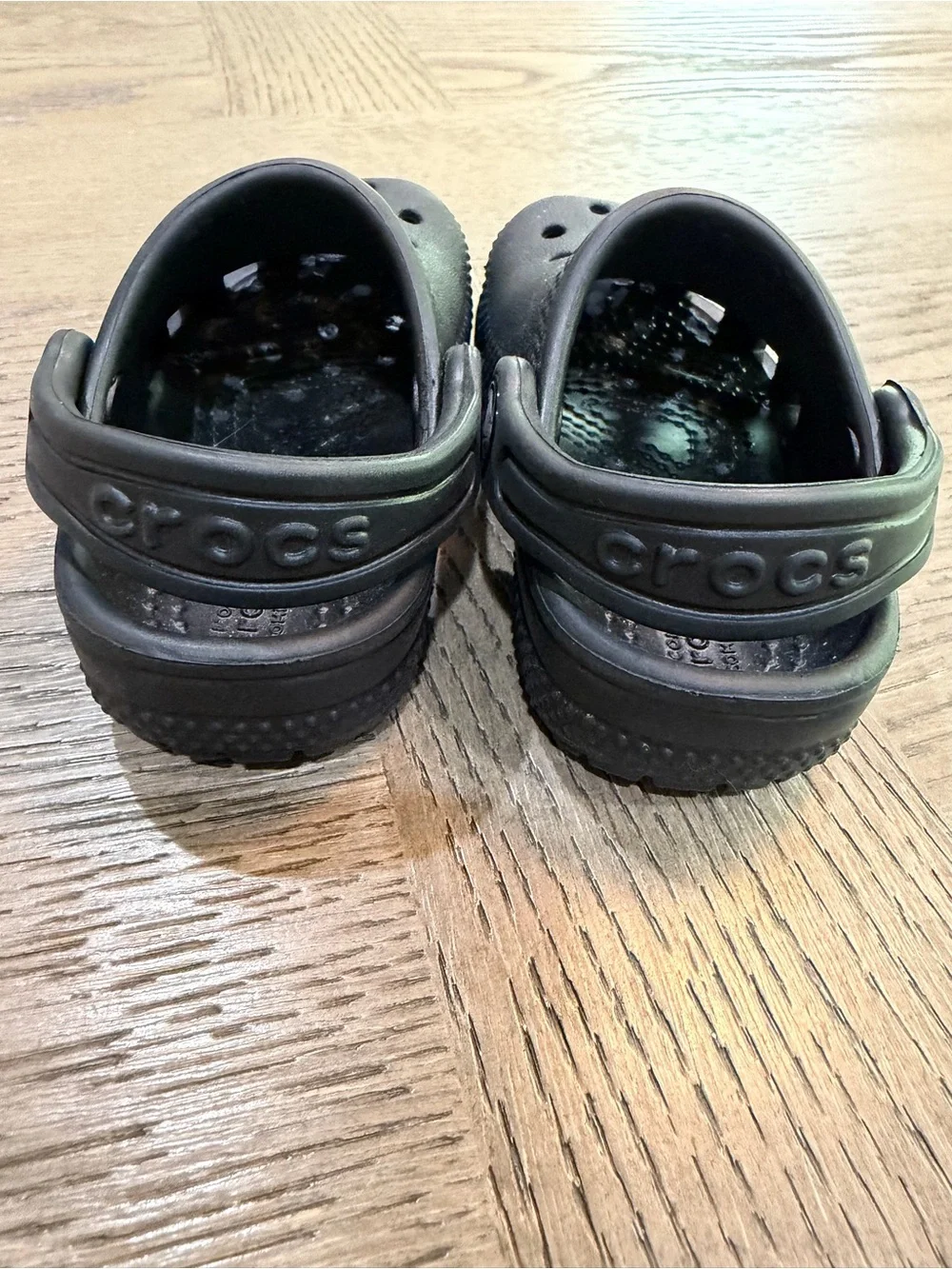 CROCS Kids Black Classic Clog with Heel Strap & Logo